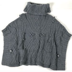 Anthropologie Chunky Knit Gray shawl sweater cape